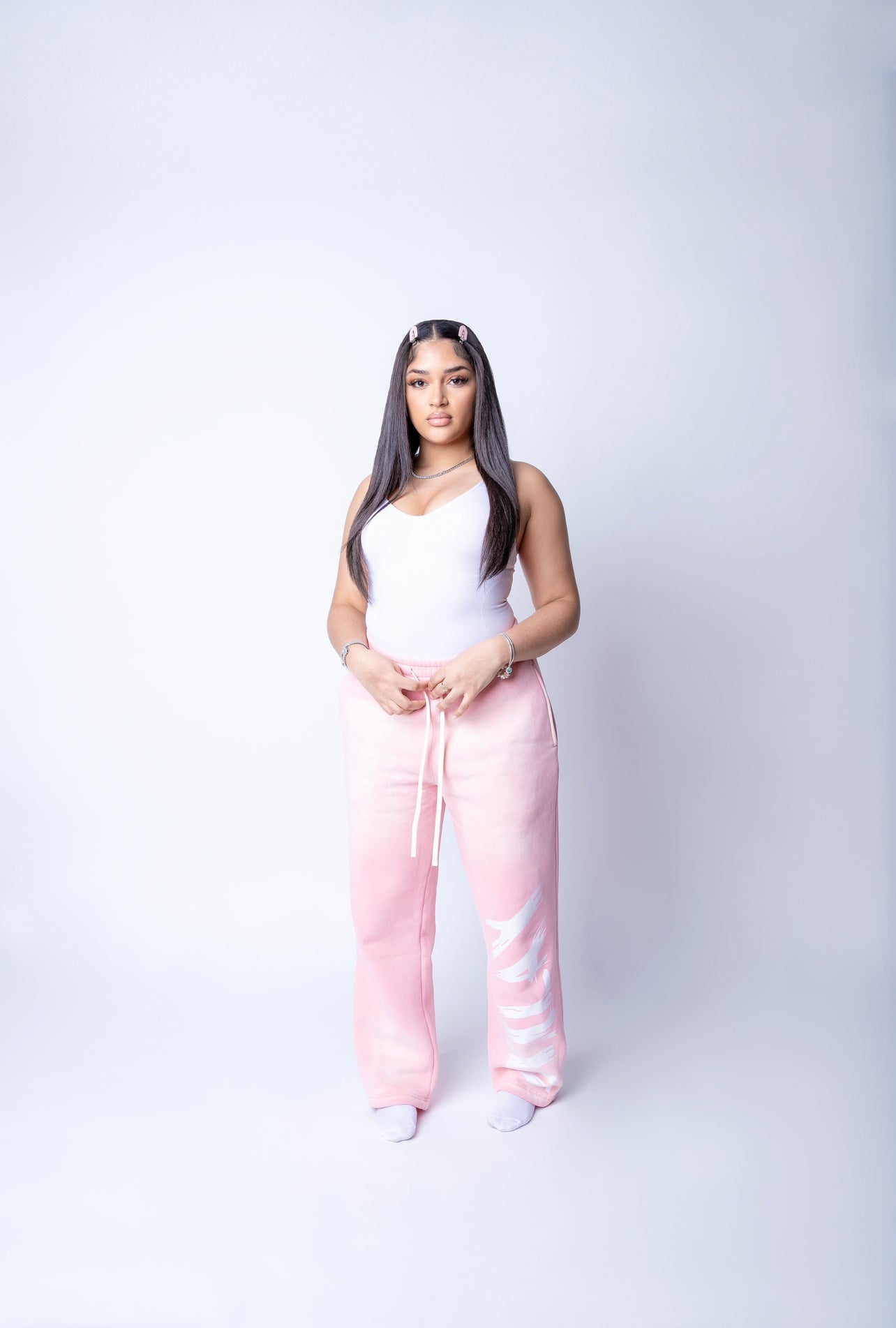 WIDE LEG JOGGERS PINK AND WHITE