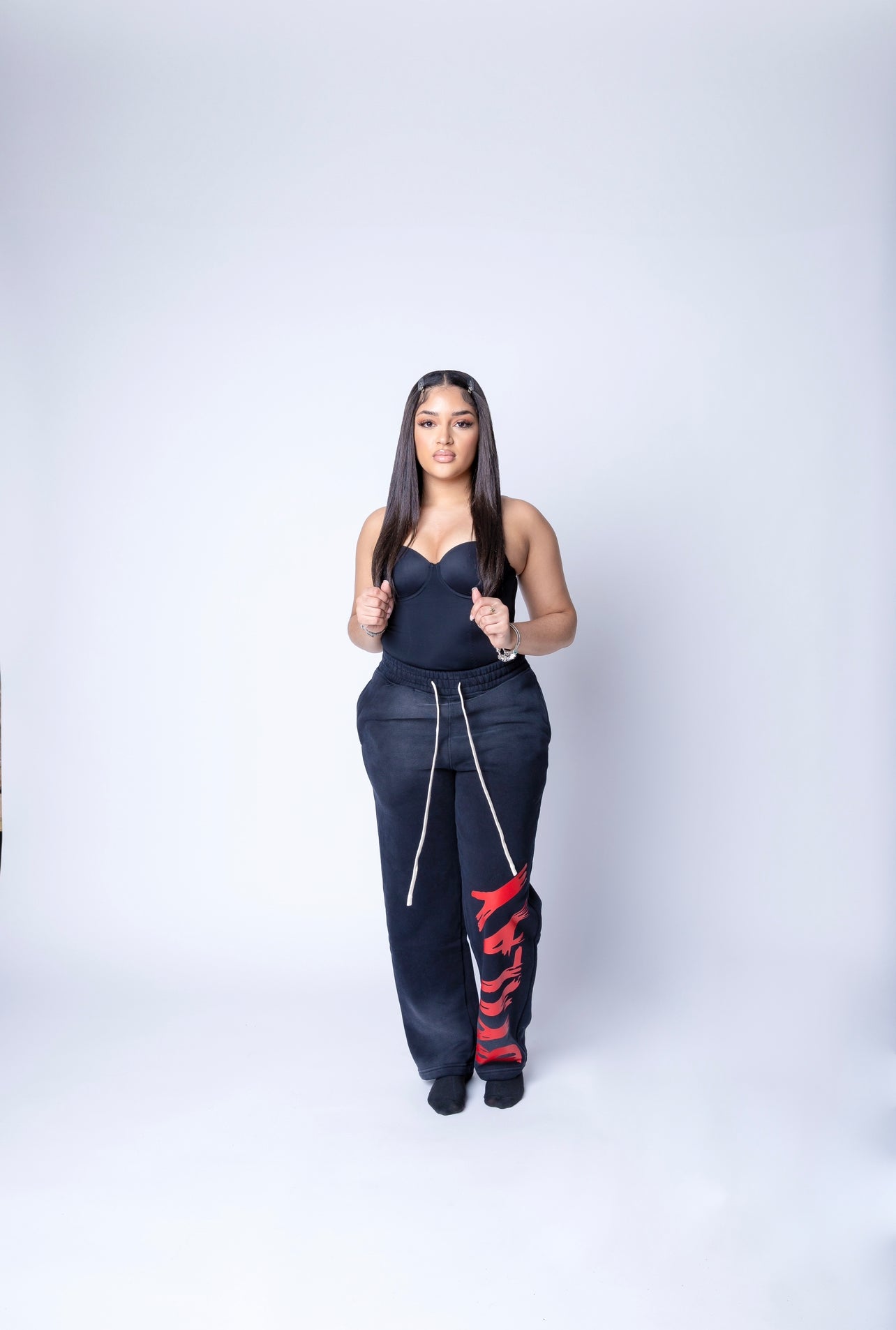 WIDE LEG JOGGER RED AND BLACK