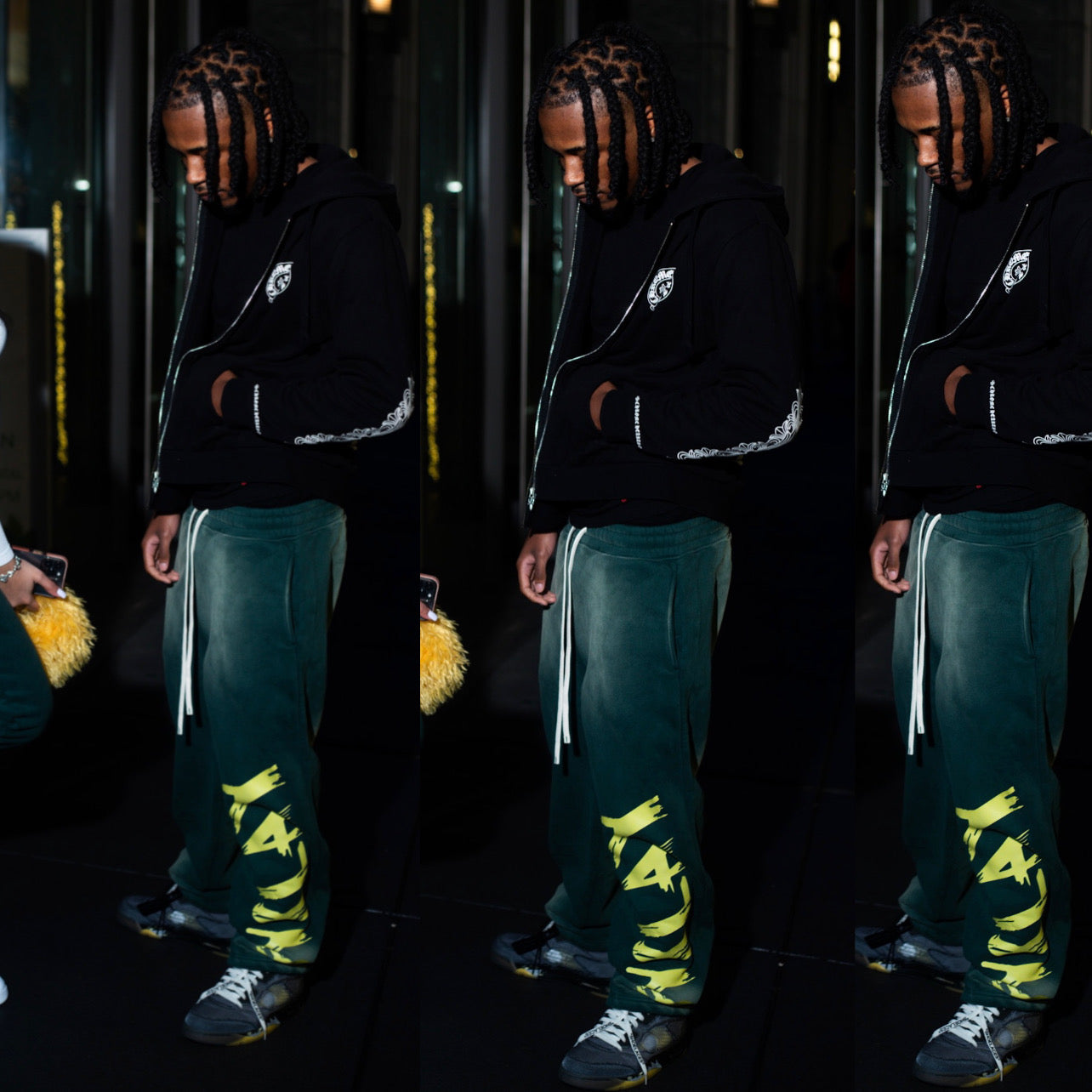 WIDE LEG SWEATS GREEN AND YELLOW